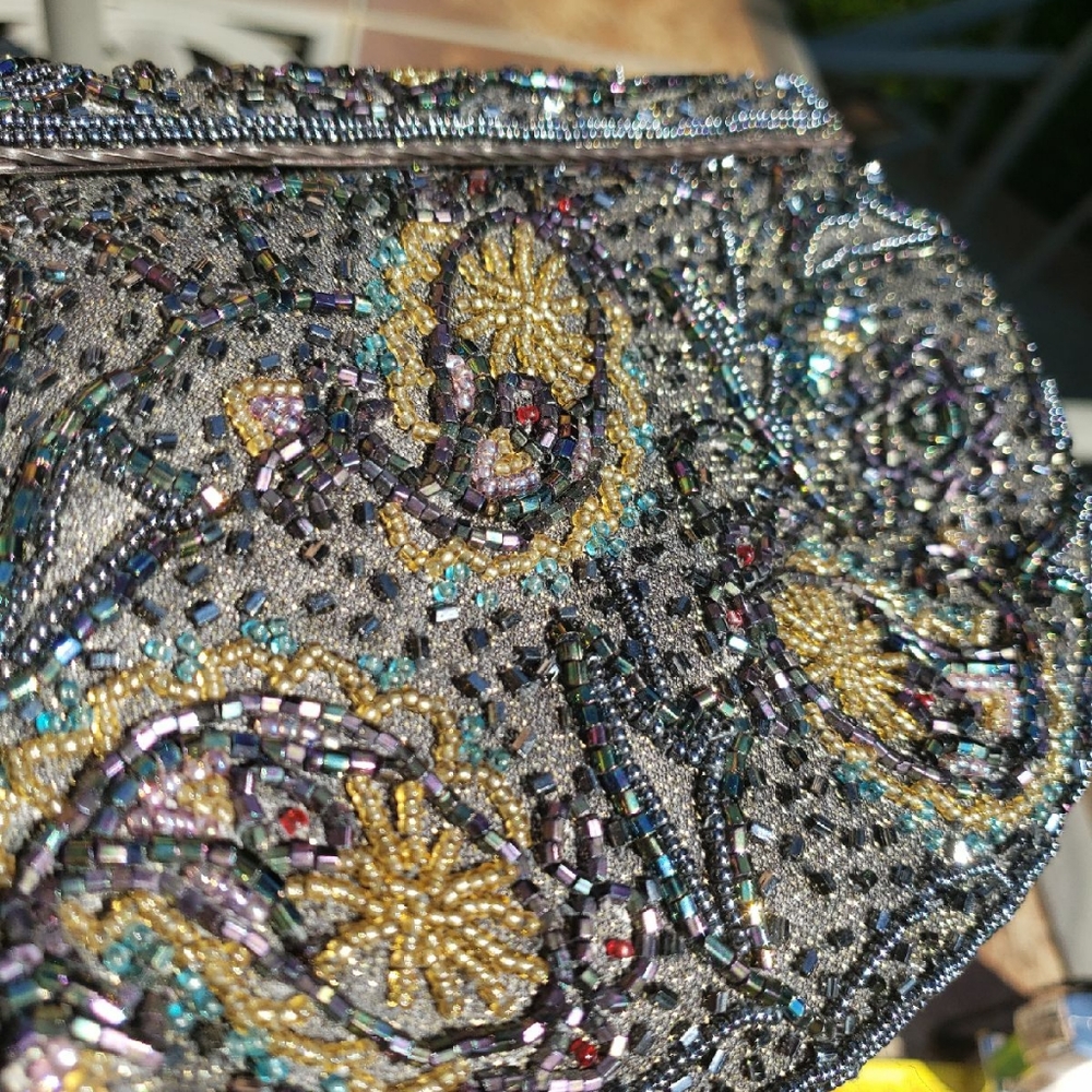 VINTAGE Lord And Taylor Black Beaded Handbag - Picture 11 of 12